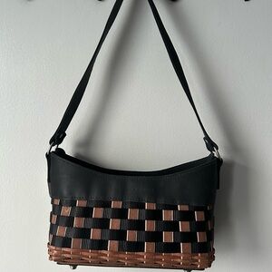 Longaberger Black and Brown Woven Shoulder Bag